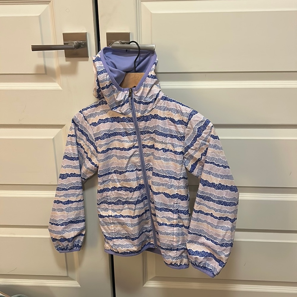 Columbia Pastel Wavy Striped Rain Jacket/Windbreaker